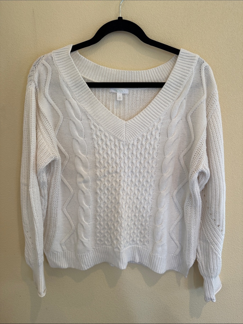 Abound Cream Cable Knit V-Neck Sweater